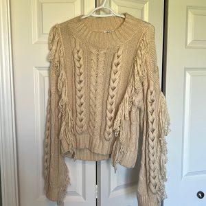 Beige/pink 525 fringe sweater - only worn once